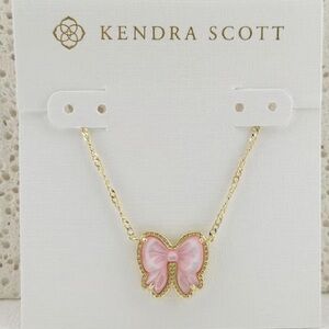 Kendra Scott Haley Pink Bow Gold Pendant Necklace